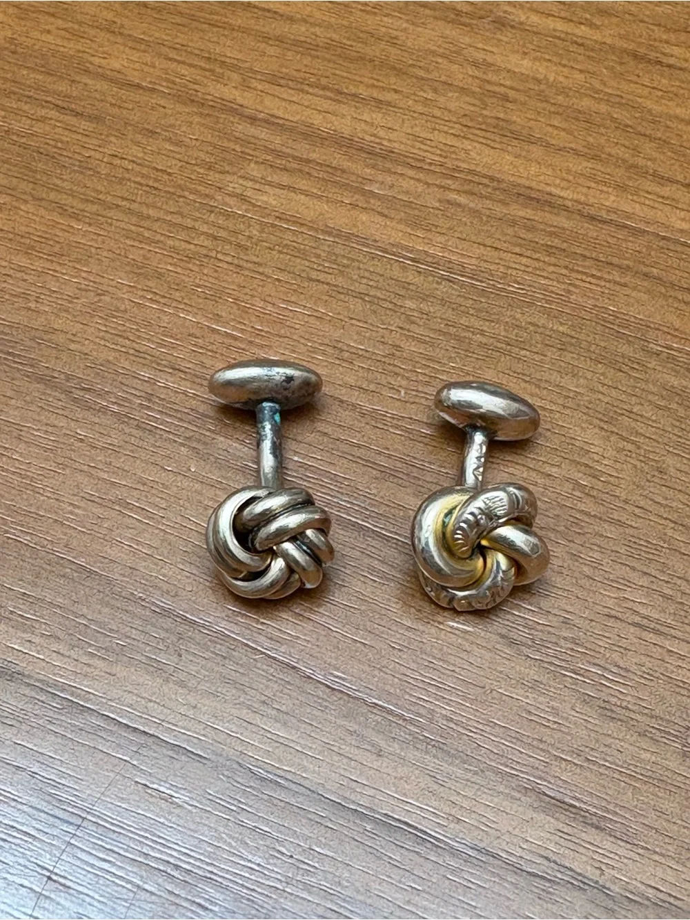 Pair of as-is gold knot vintage cuff links